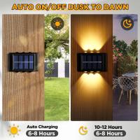 Luces Solares para Exterior, paquete de 4 Luces Solares para Jardín al Aire Libre, Luz de pared LED Blanca Cálida IP65, Luces Solares impermeables Hacia Arriba y hacia Abajo para Jardín, patio, balcón, valla, Luz de pared al Aire Libre - details 0