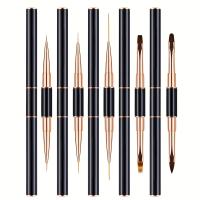 Set Profesional De Pinceles Para Uñas 5pcs Doble Finalizaci\u00f3n Para Líneas Largas Y Detallado De Uñas Línea Fina De Cobre - details 7