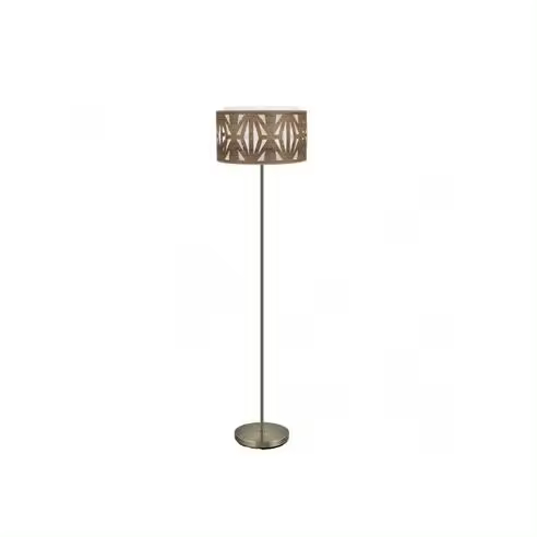 FABRILAMP Lámpara de Pie Salón Katerina Cuero/madera Oscura 162x40x40 Cm - 1