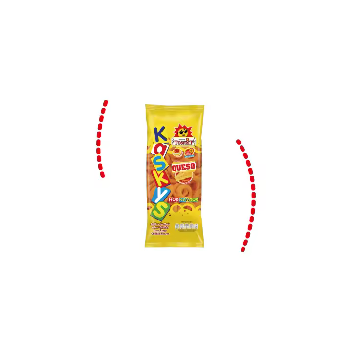 Tosfrit Aperitivos Caja de Kaskys Queso Tosfrit - 12 Bolsas de 100g - Aros de Maíz Horneados Sabor a Queso - 1