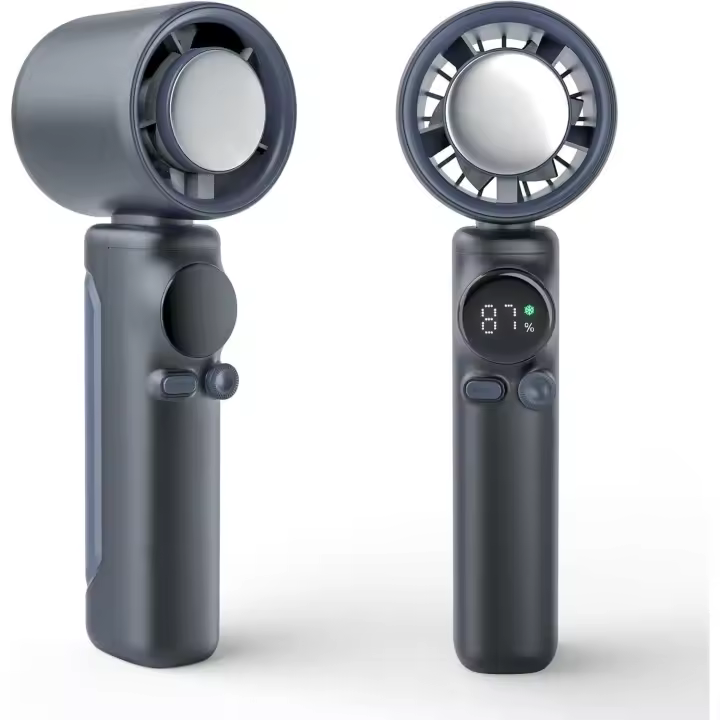 Ventilador portátil de mano, miniventilador turbo, miniventilador portátil con batería de 4000 mAh, refrigeración, velocidad ajustable (1-100), ideal para viajes y actividades al aire libre (gris) - 1