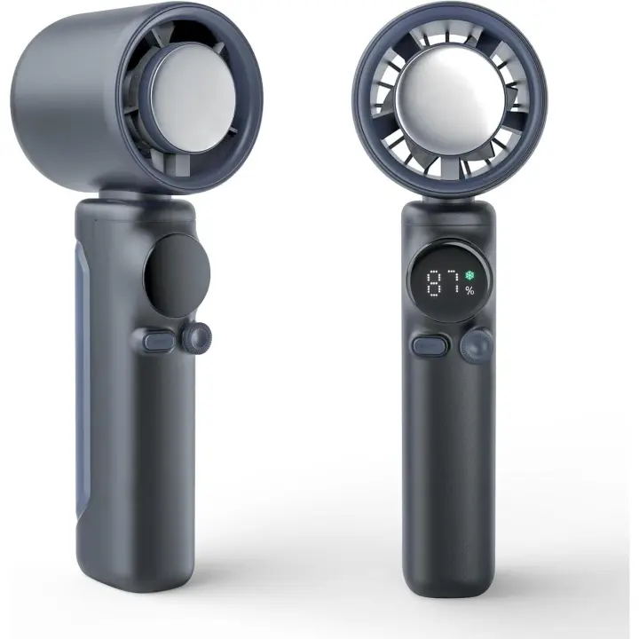 Ventilador portátil de mano, miniventilador turbo, miniventilador portátil con batería de 4000 mAh, refrigeración, velocidad ajustable (1-100), ideal para viajes y actividades al aire libre (gris) - 1