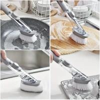 Cepillo De Limpieza Para Olla Con Botella De Detergente Y Mango Largo Tipo Presión Para Rellenar Con Espuma Cepillo De Cocina Ecológico De Plástico - details 2