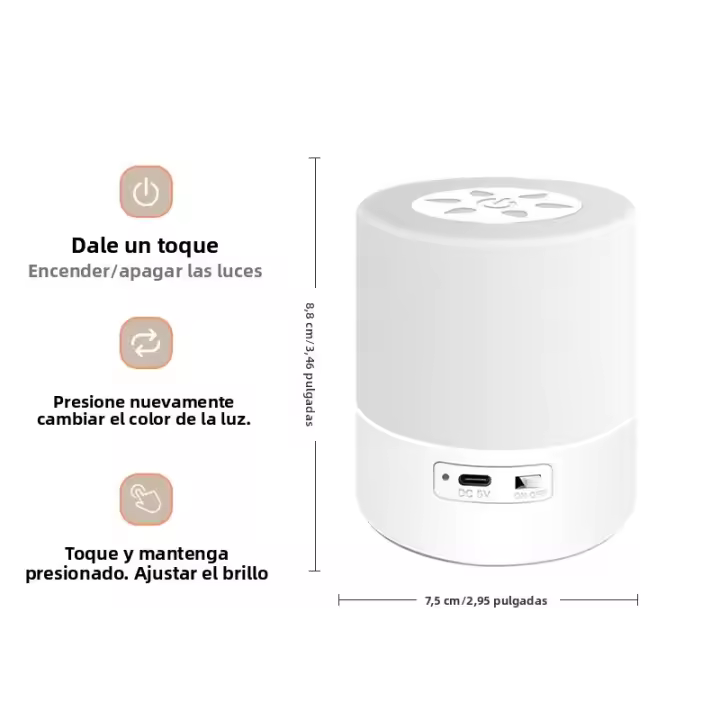 Luz De Noche Táctil Ajuste De Tres Tipos De Luz Iluminación Suave Para Dormir Confortablemente Luz LED Recargable De 3.7V - 1