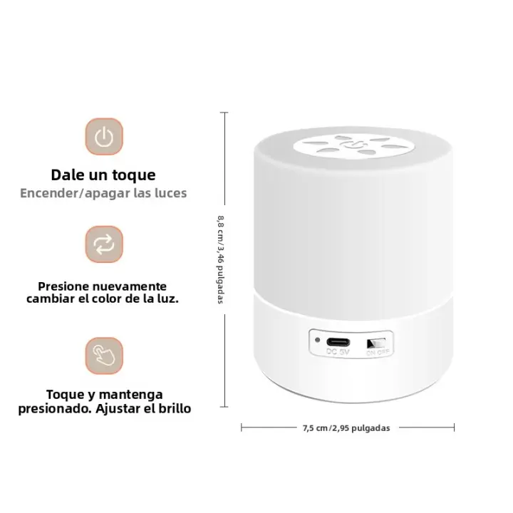 Luz De Noche Táctil Ajuste De Tres Tipos De Luz Iluminación Suave Para Dormir Confortablemente Luz LED Recargable De 3.7V - 1