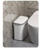Basurero De Baño Plegable 12/16L Con Tapa Y Soporte En La Pared Recipiente De Residuos Impermeable Para Inodoro Estilo Rectangular - details 14