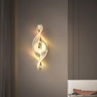 Lámpara De Pared Moderna LED En Acrílico Dorado/Oro Y Negro Para Sala De Estar Dormitorio Pasillo Decoración De Habitación - details 12