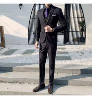 Traje De Tres Piezas Para Hombre Ajustado Con Chaleco Y Pantalones De Alta Calidad Tela De Arte Doble Hebilla Para Boda - details 6