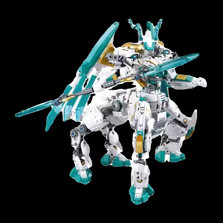 Bloques De Construcción Creativos Serie Mecha Batalla Deformada Dragón Blanco Caballo Modelo Juguetes Transformables Para Niños Regalos Tamaño Pequeño Compatible Con Lego Material ABS - 1