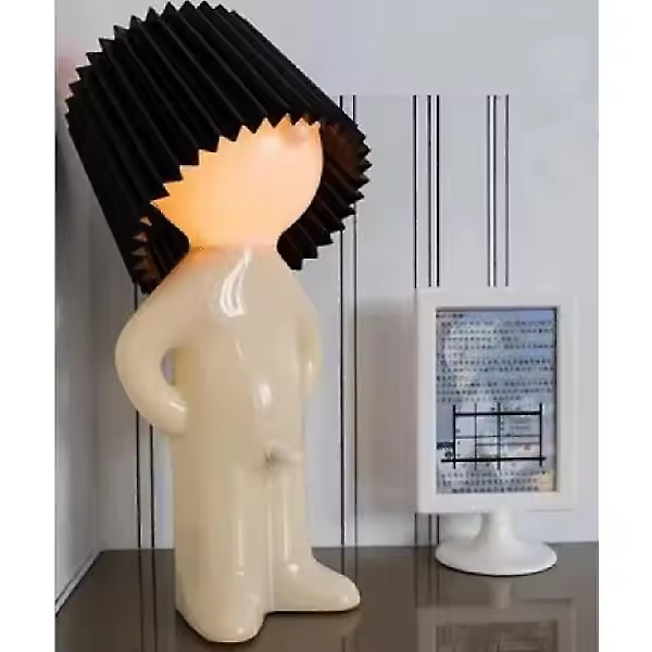 Lámpara Creative Niño Traviesto Hombre tímido Luz de noche Decoración del Hogar Enchufe UE, Negro - 1