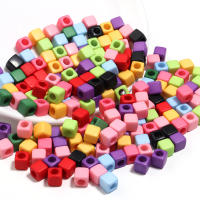 100Pcs Cuentas De Acrílico Cuadradas Con Agujero Grande Para Joyería Hecha a Mano DIY Pulseras Y Aretes Suministros De Colores Sólidos - details 4
