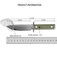 Cuchillo De Caza Portátil Con Hoja D2 Y Mango G10 Alta Dureza 0006 Herramienta Táctica De Camping EDC Con Funda Kydex - details 0