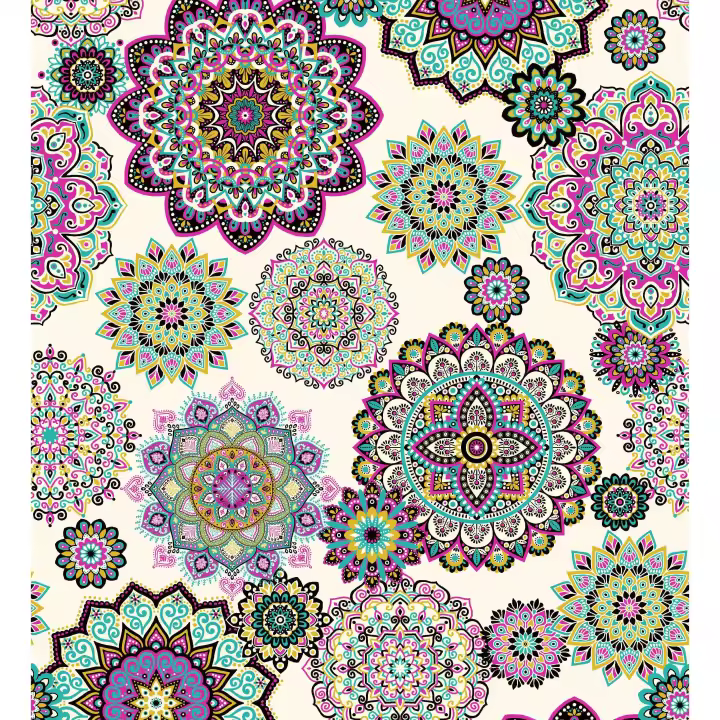 Mantel Hulehule Tex - Tela Resinada Estampado Mandalas Antimanchas Ideal para Comedor Cocina Salita - TWISTER BEIGE - 1