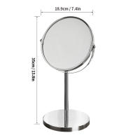 Espejo De Maquillaje Con Aumento Redondo Giratorio De 360 Grados Para Escritorio Del Dormitorio 1X Y 2X Magnificación Metal Y Vidrio Plateado Moderno - details 2