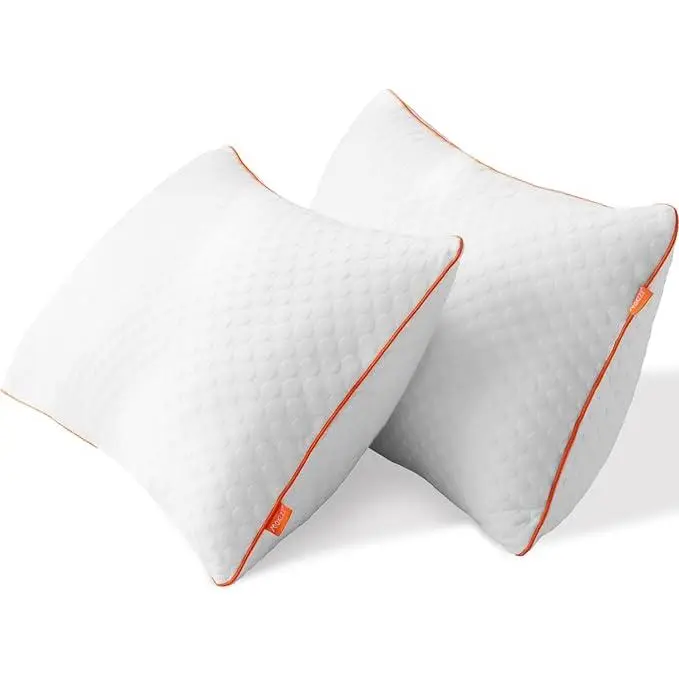 Almohada Transpirable Antialérgico para Hotel, Pack de 2 almohadas de firmeza media con fibra suave 3D + soporte de fibra 7D, almohadas suaves de fácil cuidado (42x70cm) (50x75cm) - 1