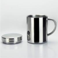 Mango aislado con tapa de acero inoxidable taza de café taza de té café Café capas dobles calentador, acero inoxidable, plata, 400ml - details 0