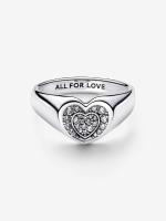 Pandora - Anillo de Sello with pavé de corazón radiante - Plata de Lei - details 0
