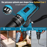 28V Cordless Impact Drill High Power Rechargeable Electric Screwdriver Electric Hammer Drill Power Tools With 2 batteries - details 1