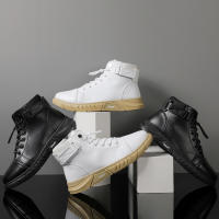 Botas De Piel Para Hombre De Moda Al Aire Libre Botines De Trabajo Ligeros Y Calientes Diseñador Hecho a Mano Clásico Con Cordones Talla Verdadera - details 1