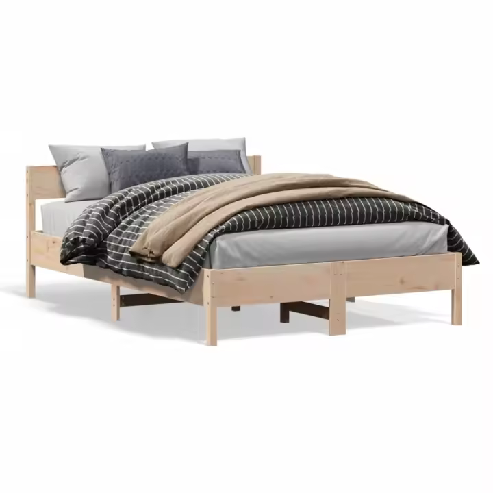 Estructura de cama sin colchón madera maciza de pino 160x200 cm - 1