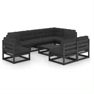 VIDAXL 3076683 set de muebles para terrazas o el jardín de 9 piezas en pino color negro vida xl - 1