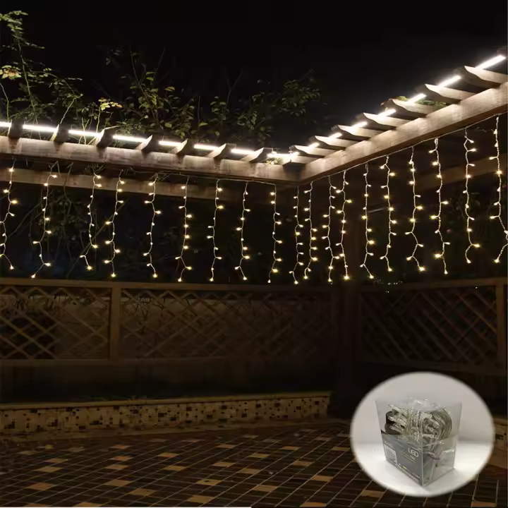 PLUSHOME Luz Led de Cortina 300Leds 6mx1m + 3m Cable. Interior y Exterior Disponible en 4 colores .8 Funciones Ajustables. - 1
