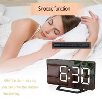 Reloj De Despertar Digital LED Con Espejo Y Función De Snooze Encendido Por USB Para Mesa Moderno Estilo Cuadrado Material Vidrio - details 4