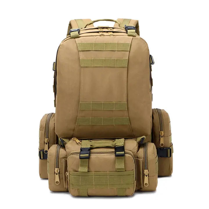 Mochila de senderismo 4 en 1 de 50l para hombre, bolsa de asalto multifuncional impermeable, desmontable, para exteriores - 1