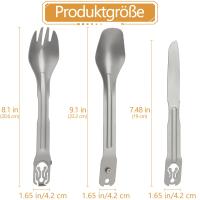 LAHAQIQI Conjunto De Utensilios De Camping 5-en-1 Desmontable Cutlería Portátil Silverware Acero Inoxidable Multiherramienta Set Tijeras Spork Cuchara - details 2