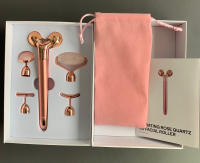 Báscula De Belleza 5 En 1 24K Oro Con Masajeador Eléctrico De Cuarzo Rosa Y Jade Rodillo 3D Levantamiento Facial Y Corporal Gua Sha - details 0