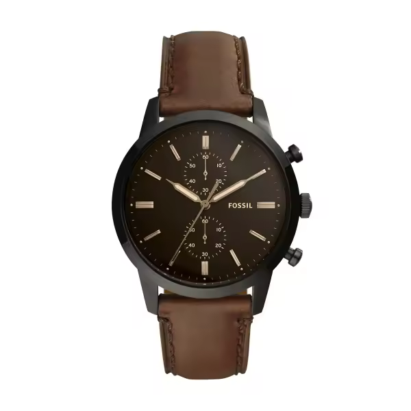 FOSSIL Reloj Cronografo Caballero Acero negro Correa marron 3 años garantia - 1