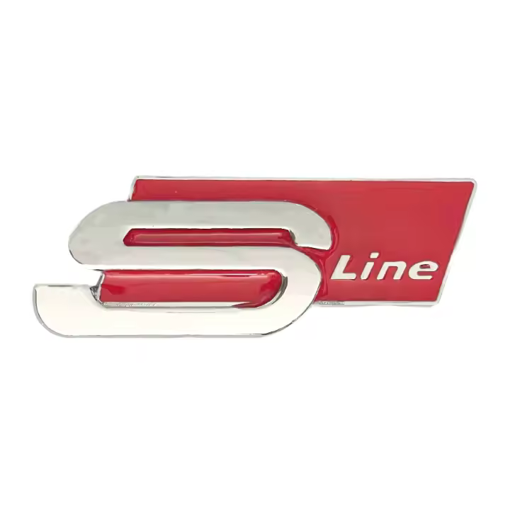 Emblema S Line Adhesivo Para Lateral Compatible Con Audi Plateado Rojo - 1