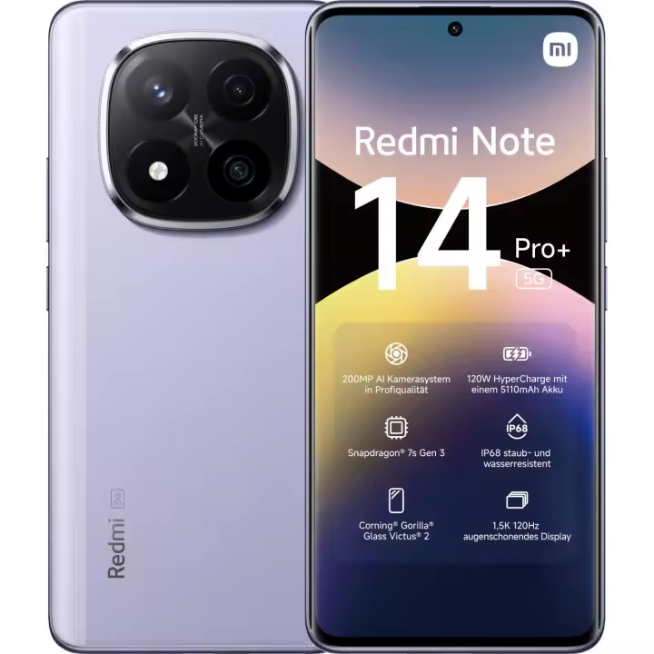 Xiaomi Redmi Note 14 Pro Plus 5G 8GB+256GB| 6.67" AMOLED 1.5K | Cámara 200MP | Batería 5110mAh | NFC |Doble SIM | Sensor de Huellas | Sin Cargador | Versión ES - 1