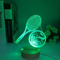 Lámpara De Mesa LED 3D De Madera Con Luz Nocturna De Tenis Cambio De 7 Colores USB Decoración Para El Hogar Regalos Para Fanáticos De Tenis - details 2