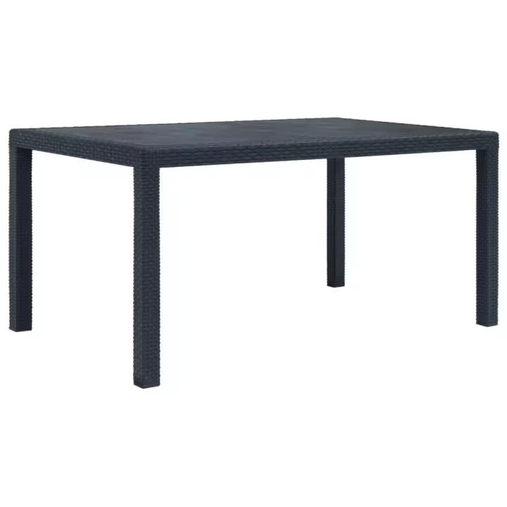 Mesa de jardín de plástico aspecto ratán gris 150x90x72 cm - 1