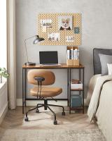 Escritorio Industrial con 2 Estantes Ajustables - Mesa de Trabajo para Oficina o Salón, Estructura de Acero, Marrón Rústico y Negro Tinta - details 8