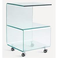 Mesa Auxiliar De Cristal Curvado Con Ruedas- 40 x 40 cm - DECOLUNAHOME - details 0