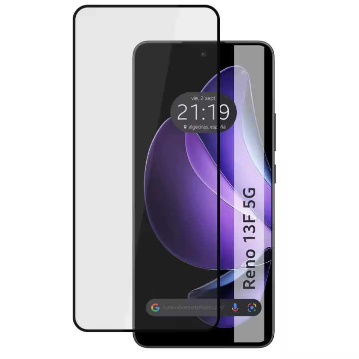 Protector Cristal Templado Completo 5D Full Glue Negro para Oppo Reno 13F 4G / 13 F 5G Vidrio - 1