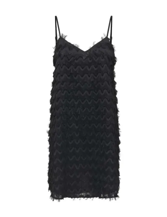 Vestido Only Karla negro plumas de tirantes para mujer - 1