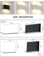 Lámpara De Pared Impermeable LED Moderna Para Exteriores Y Interiores Iluminación Minimalista Para Dormitorio Balcón Porche Jardín Decorativa Montaje En La Pared Material Aluminio - details 5