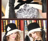 Gorro De Paja Blanca Ancha Para Mujer Gorro Bowler De Lana Acolchada Estilo Fedora Para Fiesta De Té Iglesia Casual - details 3