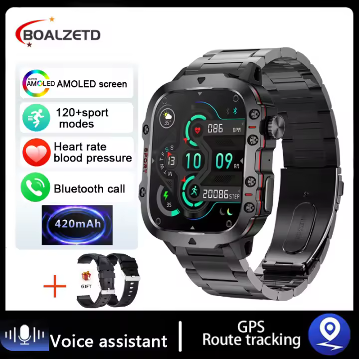 Reloj inteligente Ultra Militar para hombre, Agua resistant Device IP68, 5ATM, Monitor de Salud, Llamadas BT, 2024 pulgadas, para Deporte al Aire Libre, novedad de 1,96 - 1