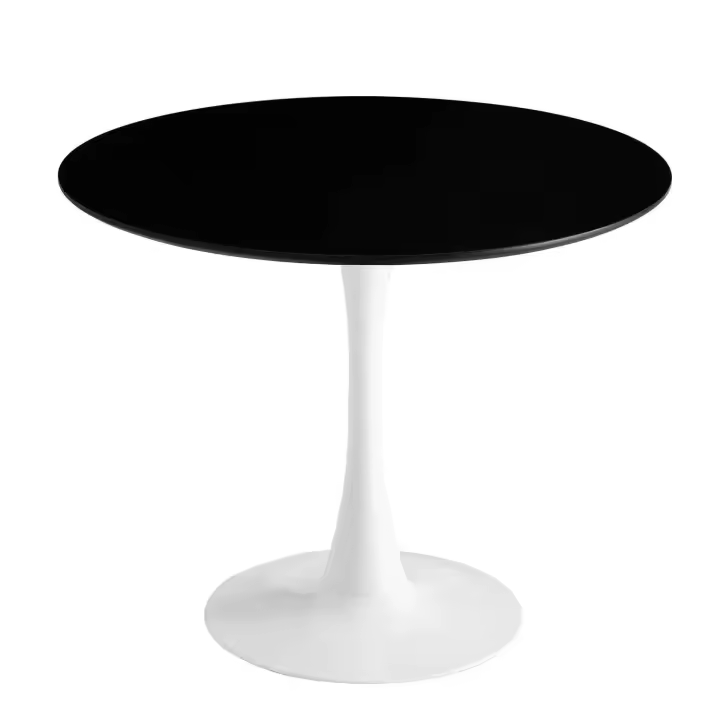 Lúzete - Mesa San Antoni ø120 Cm Pata Blanca Tapa Negra  Metal Y Mdf - 1