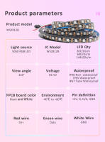 Tira De LED RGB WS2812B 5050 DC 5V Impermeable Con IC Chip Addressable 144LEDs Pantalla Digital Flexible Multicolor Para Decoración De Hogar - details 2