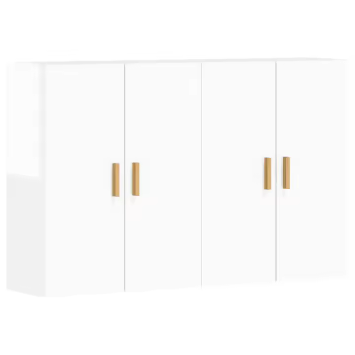 vidaXL Armarios de pared 2 uds madera de ingeniería blanco brillante - 1