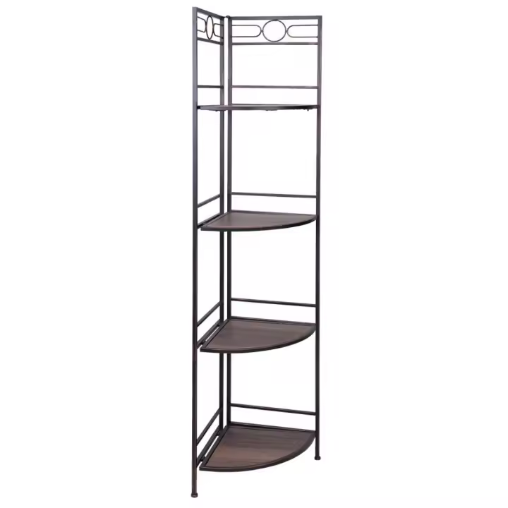 WANDERLUST DECO Estantería Rinconera de Madera y Metal Elegante Diseño Ahorra Espacio Alta Calidad - 1
