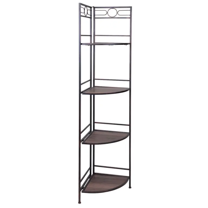 WANDERLUST DECO Estantería Rinconera de Madera y Metal Elegante Diseño Ahorra Espacio Alta Calidad - 1