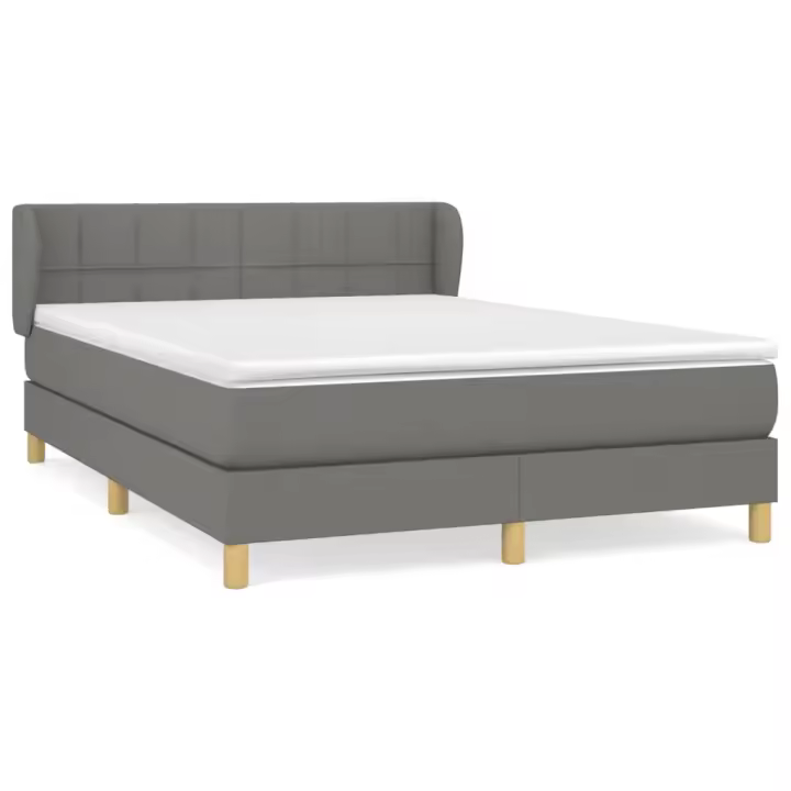 vidaXL Cama box spring con colchón tela gris oscuro 140x190 cm - 1