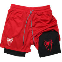 Shorts De Rendimiento Y2K Para Hombre Con Estampado De Araña 2 En 1 Deportivos Compresión Para Gimnasio Y Running Shorts Casuales De Polyester Cierre Con Cordón - details 7