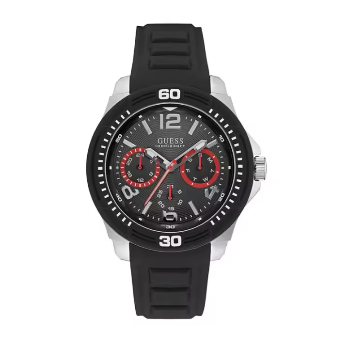 Reloj Guess Hombre W0967G1 Analógico Movimiento de Cuarzo Acero Plateado y Negro Resistente Al Agua - 1